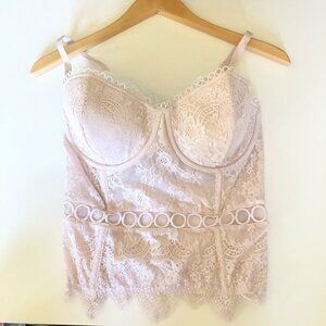 Victoria's Secret Pink Lacy Corset Bustier Lingerie Top 36D Wedding Fairy